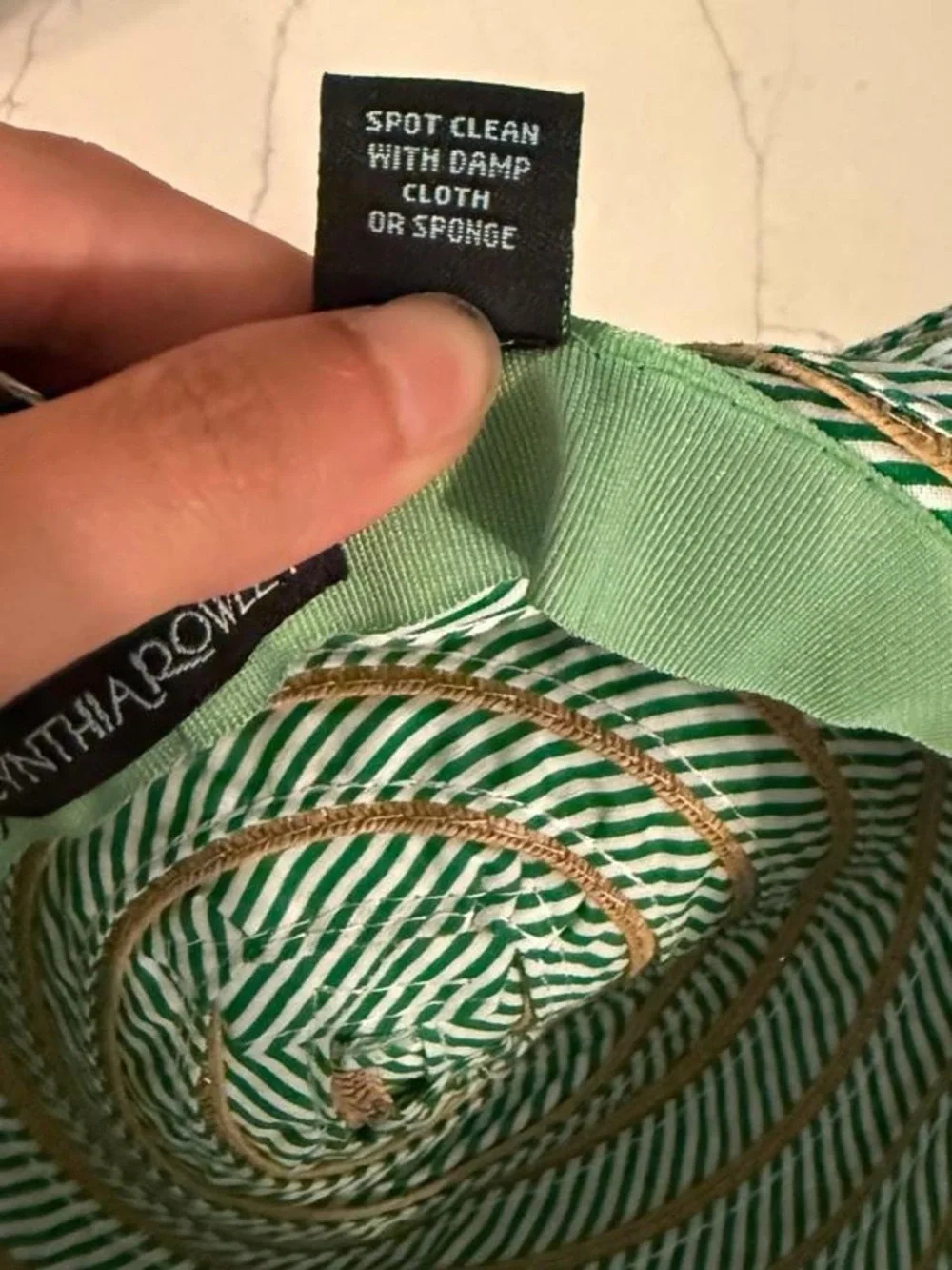 Cynthia Rowley Green Striped Wide Brim Floppy Sun Hat Resort Beach